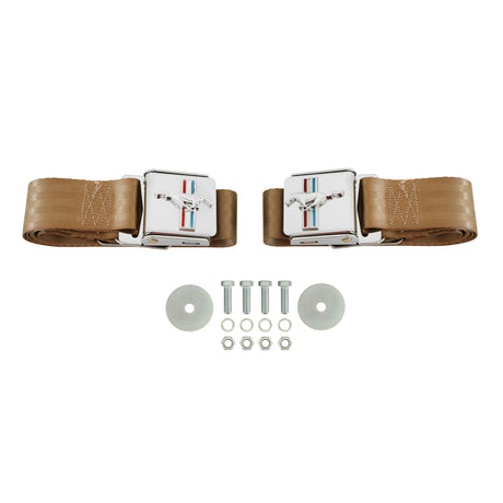 Scott Drake Seat Belt Set with Mustang Emblem - SB-PR-H