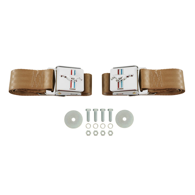 Scott Drake Seat Belt Set with Mustang Emblem - SB-PR-H