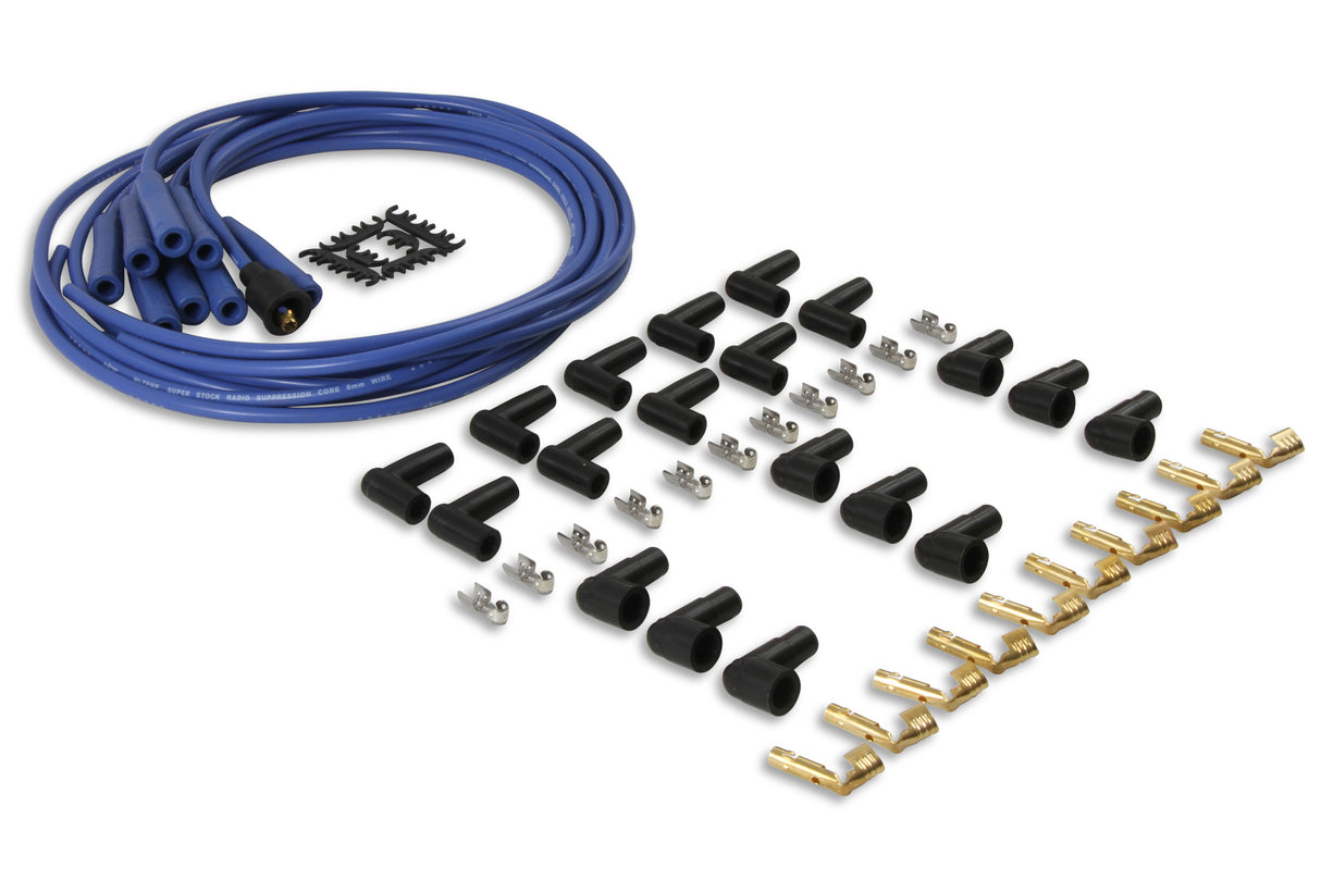 ACCEL Spark Plug Wire Set- 8mm - Blue Wire with Blue Straight Boots - 4040B