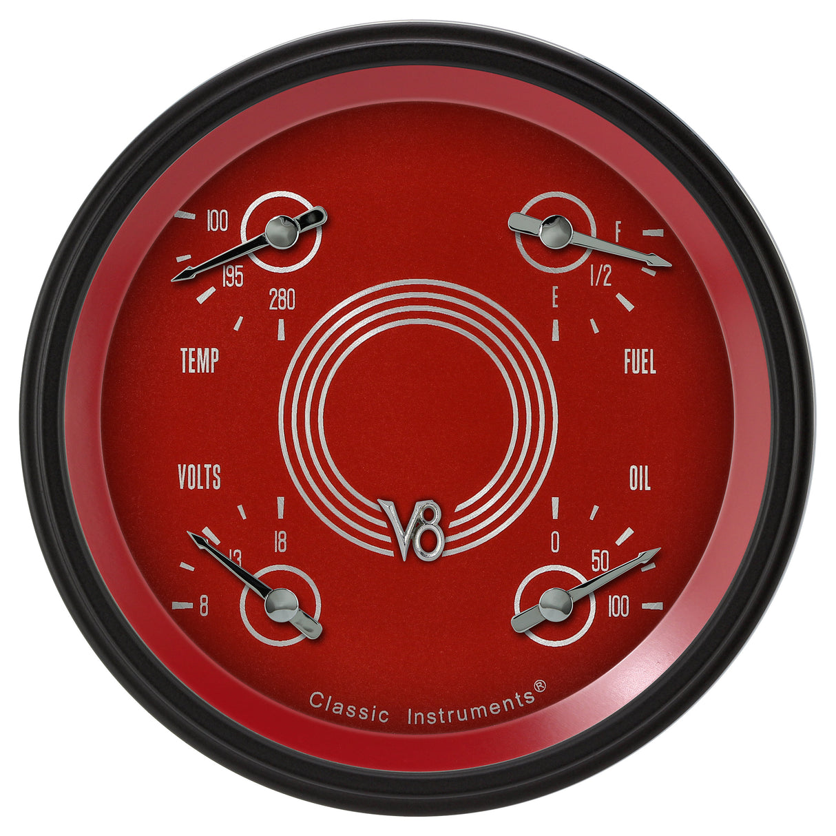 Classic Instruments V8 RED STEELIE 5IN QUAD 0-90 - V8RS78BLC