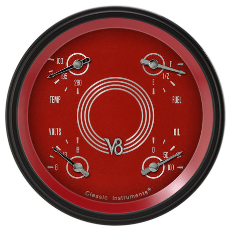 Classic Instruments V8 RED STEELIE 5IN QUAD 0-90 - V8RS78BLC