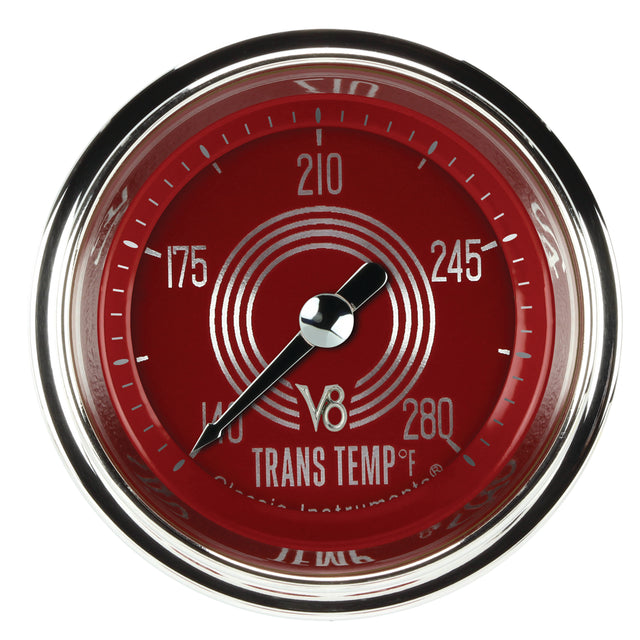 Classic Instruments V8 Red Steelie 2-1/8" Transmission Temperature Gauge - V8RS127SHC