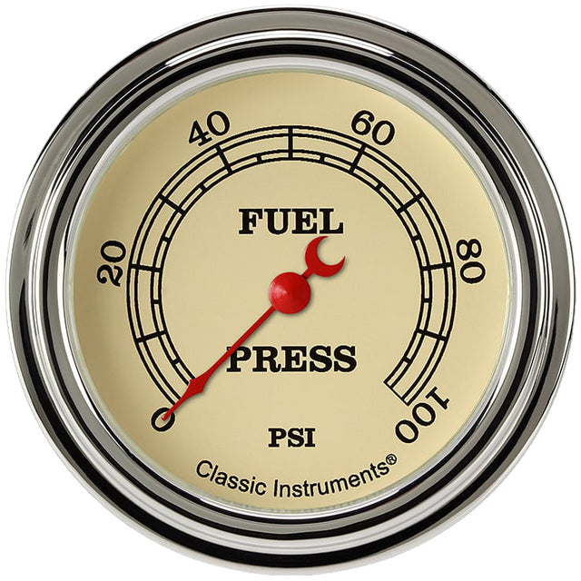 Classic Instruments Vintage 2-5/8" Fuel Pressure Gauge (100 PSI) - VT346SLF
