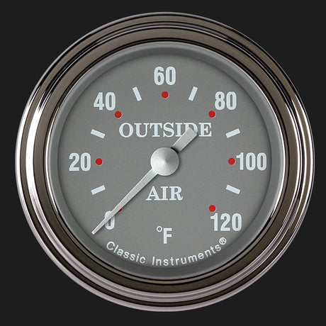 Classic Instruments Silver Gray 2 1/8" Outside Air Temp. Gauge - SG199SLF