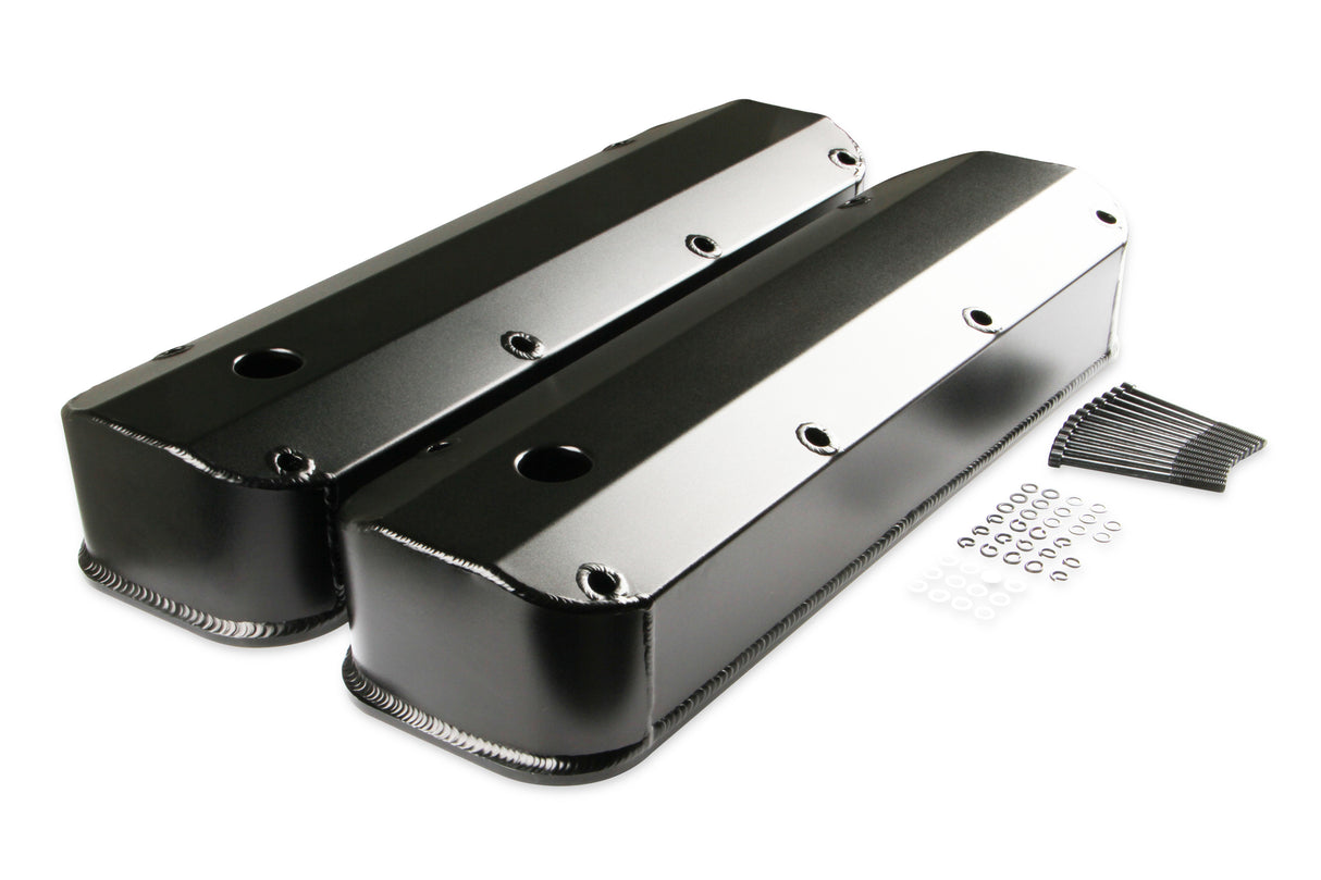 Mr Gasket Fabricated Aluminum Valve Covers - Black Finish - 6880BG