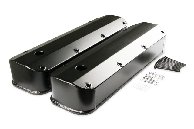 Mr Gasket Fabricated Aluminum Valve Covers - Black Finish - 6880BG