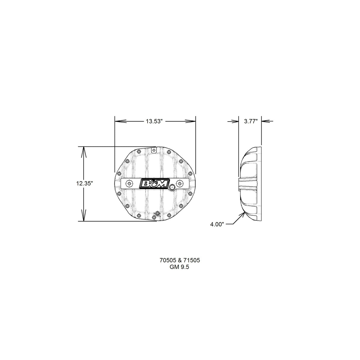 B&M Hi-Tek Aluminum Differential Cover for GM 9.5-inch 14-bolt - Black - 71505
