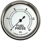 Classic Instruments Classic White 2-5/8" Fuel Pressure Gauge (15 PSI) - CW345SLF