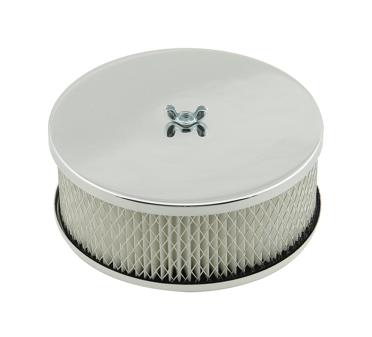 Mr Gasket Air Cleaner - 6-1/2 Inch Diameter, 2-7/16 Inch Tall - Chrome - 1485