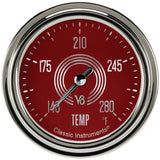 Classic Instruments V8 Red Steelie 2-5/8" Full Sweep Water Temp Gauge - V8RS326SLC-06