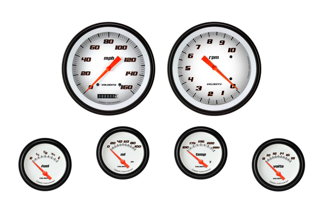 Classic Instruments Velocity White Six Gauge Set 251 - VS251WBLF