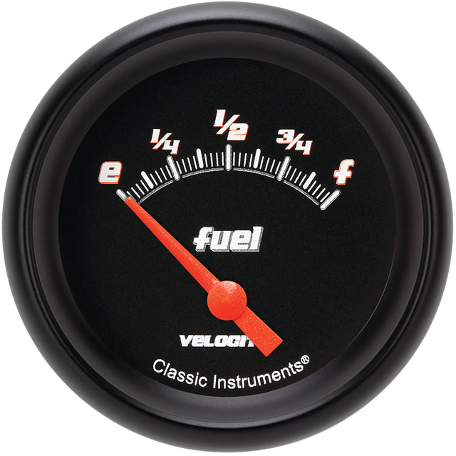 Classic Instruments Velocity Black 2-5/8" Fuel Level Gauge (75-10 Ohm) - VS211BBPF