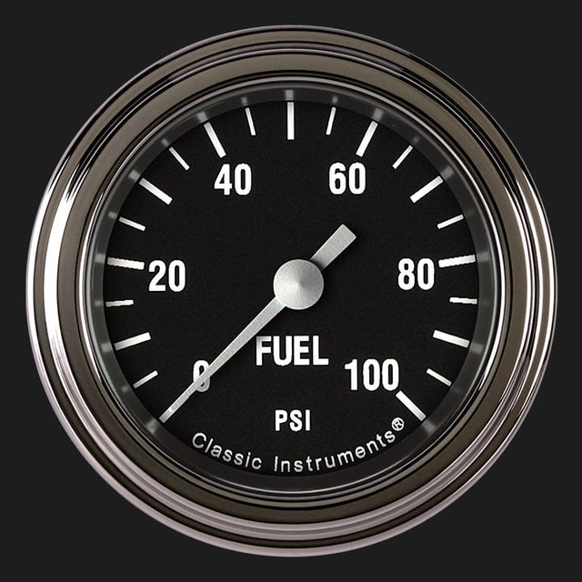 Classic Instruments Hot Rod 2 1/8" Fuel Pressure Gauge, 100 psi - HR146SLF
