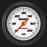 Classic Instruments Velocity White 2 1/8" Boost Gauge, 60 psi - VS143WBLF