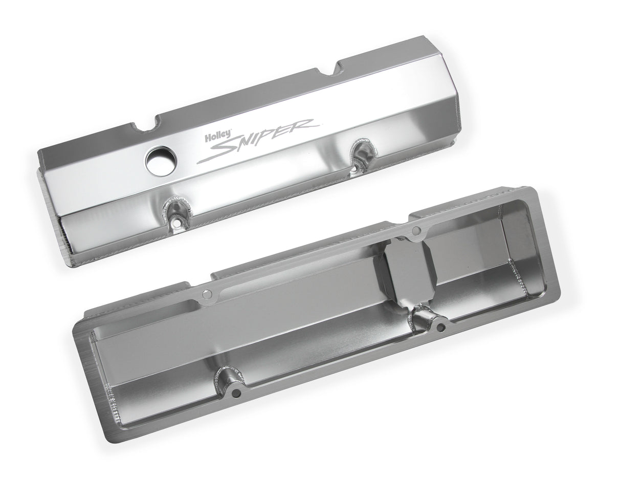 Holley 890010 Sniper Valve Cover - Fabricated Aluminum - SBC - Perim Bolt - Flat - Anodized