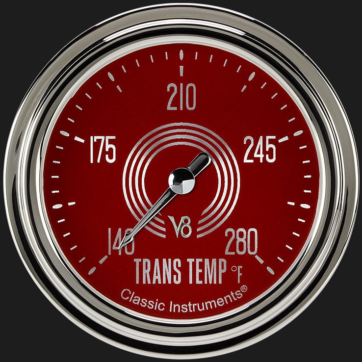 Classic Instruments V8 Red Steelie 2 5/8" Transmission Temperature Gauge - V8RS327SLC