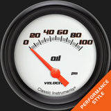 Classic Instruments Velocity White 2 5/8" Oil Pressure Gauge - VS281WBPF