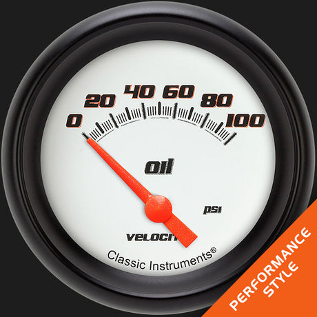 Classic Instruments Velocity White 2 5/8" Oil Pressure Gauge - VS281WBPF