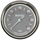 Classic Instruments Silver Gray 2-5/8" Boost Gauge (30 PSI) - SG342SLF