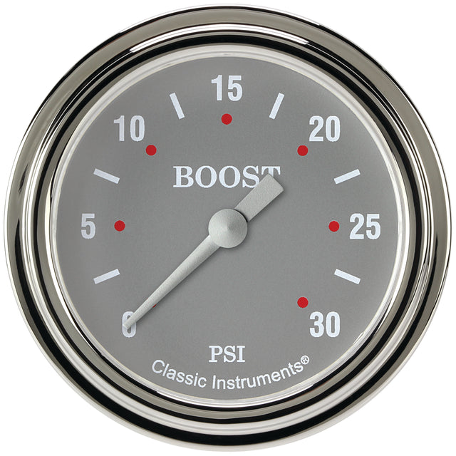 Classic Instruments Silver Gray 2-5/8" Boost Gauge (30 PSI) - SG342SLF