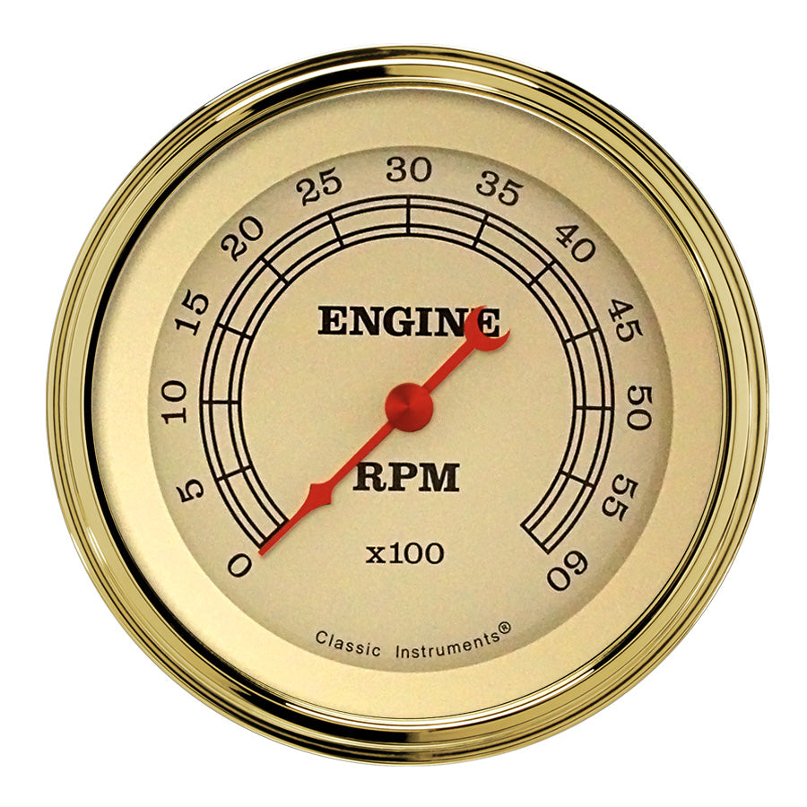 Classic Instruments Vintage 3" Tachometer Gauge (6000 RPM) - VT60GLF