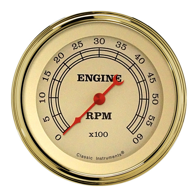 Classic Instruments Vintage 3" Tachometer Gauge (6000 RPM) - VT60GLF