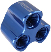 Aeroflow 4 Port Inline Distribution Block - Blue Finish 3 x -8 ORB Ports, 1 x -10 ORB Port (AF935-10-08)