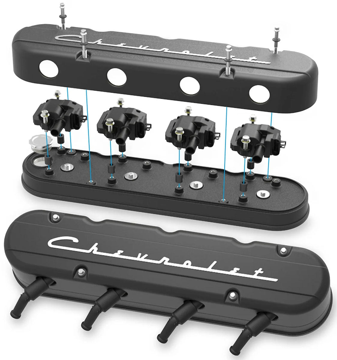 Holley 2-Piece "Chevrolet" Script Valve Covers, Black - HO241-177