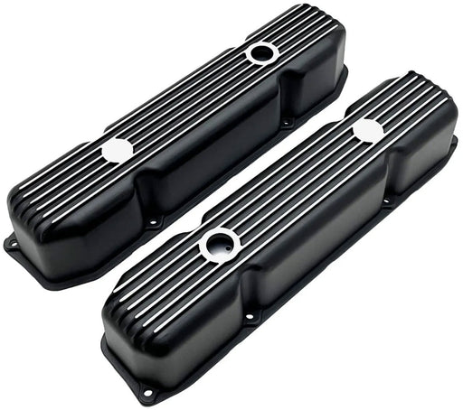 RPC Finned Valve Cover Set, Black, 4" Tall Suit Chrysler 383-440 (RPCR7692BK) RPCR7692BK