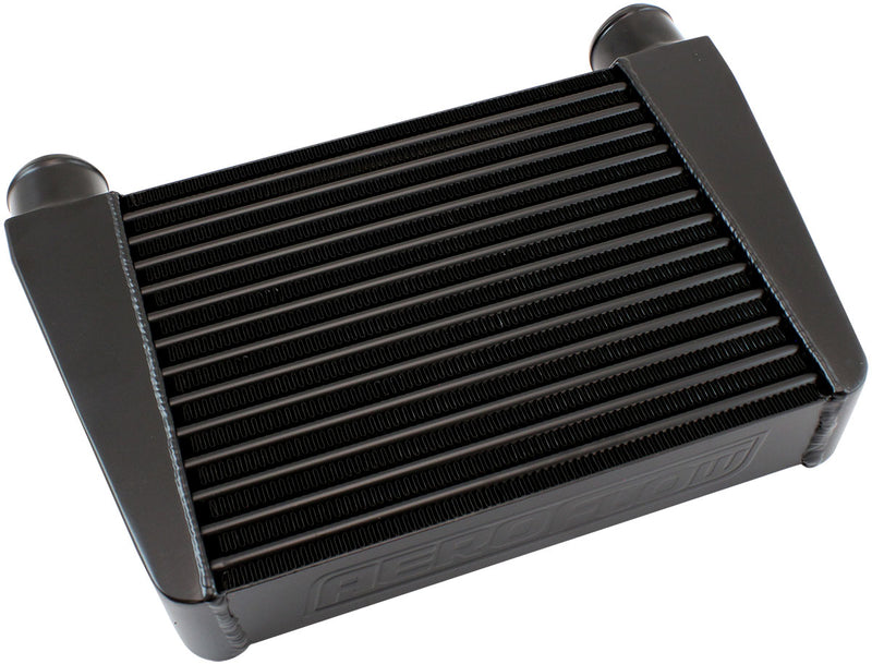 Aeroflow V-Mount Street Series Aluminium Intercooler, Black Powder Coated Finish 330 x 280 x 76mm with 2-1/2" Inlet/Outlets (AF90-1015BLK)