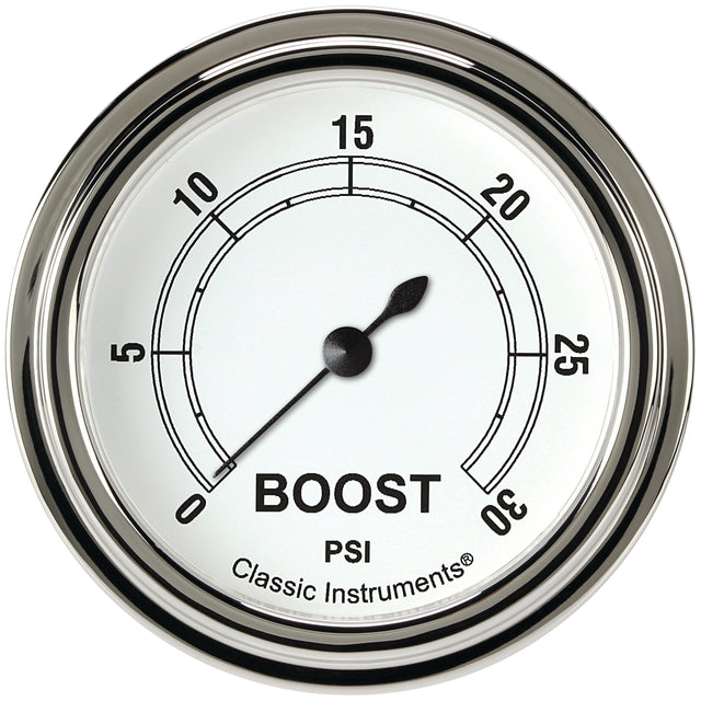 Classic Instruments Classic White 2-5/8" Boost Gauge (30 PSI) - CW342SLF
