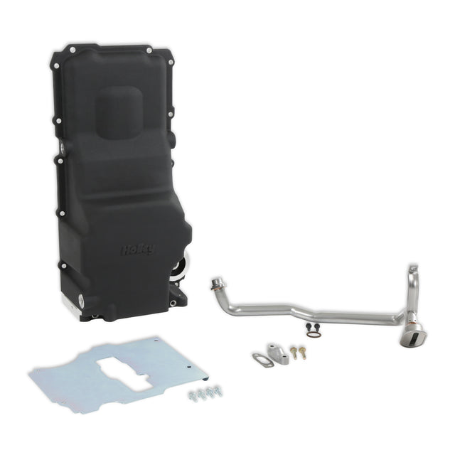 Holley 302-3BK GM LS Swap Oil Pan - Black - Most Front Clearance