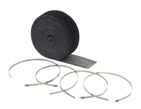 ACCEL Exhaust Wrap Kit Black 2 in x 25 ft Roll - With (4) 14 in Stainless Steel Tie Straps - 2002BK