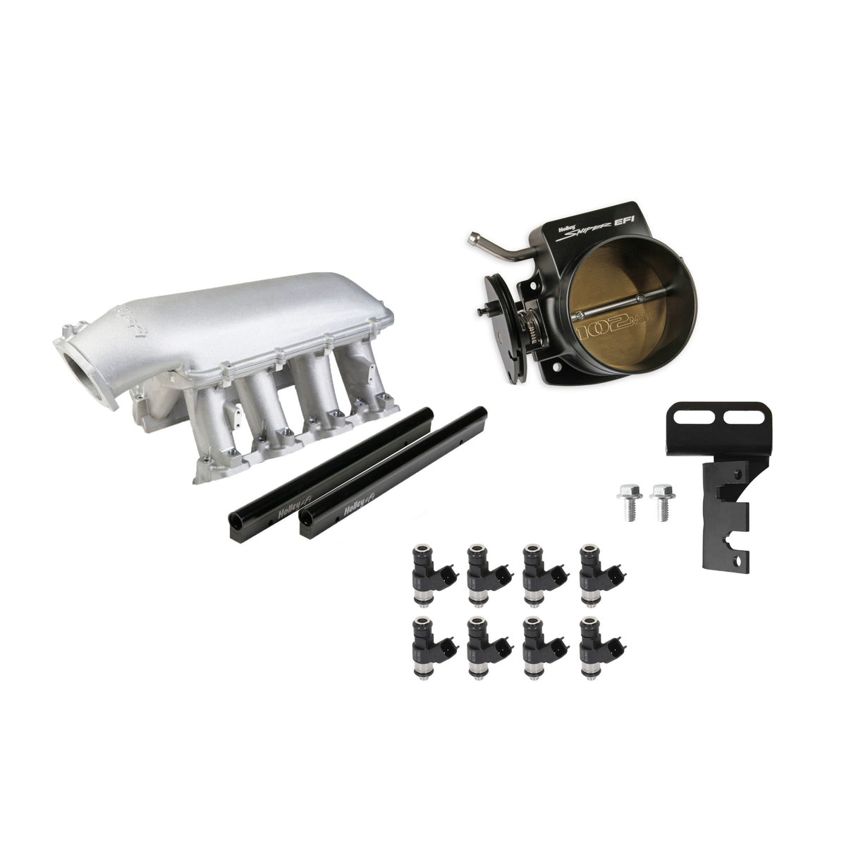 Holley EFI LS3 (Rectangle) Hi-Ram Natural Kit with 102mm TB and 120lb injectors - 300-117-120K
