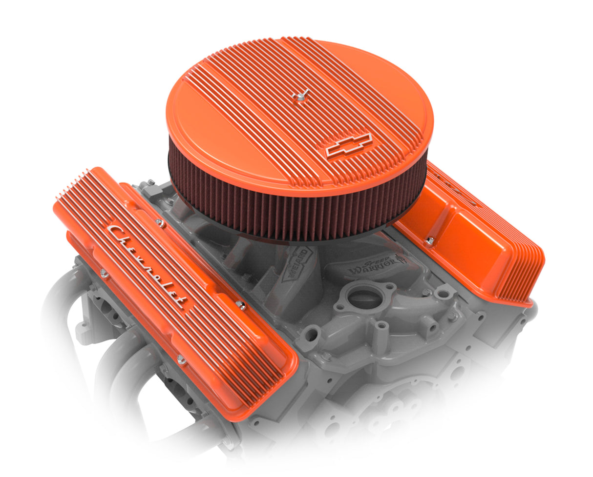 Holley 241-109 GM Licensed Vintage Series SBC Valve Covers - Factory Orange Machined Finish