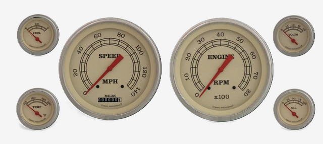 Classic Instruments Vintage 5" Speedo/Tach With 2-1/8" Fuel/Temp/Volt/Oil GM - VT51GLC