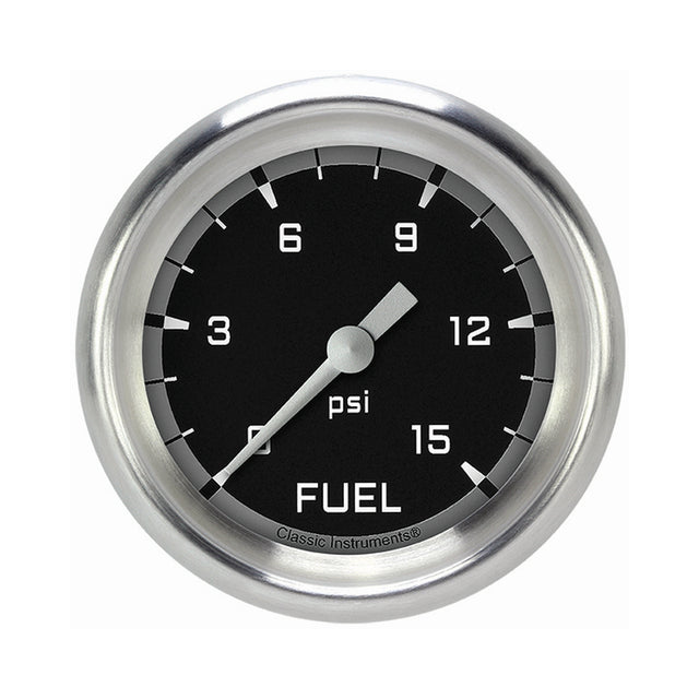 Classic Instruments Autocross Gray 2 5/8" Fuel Pressure Gauge, 15 psi - AX345GAPF