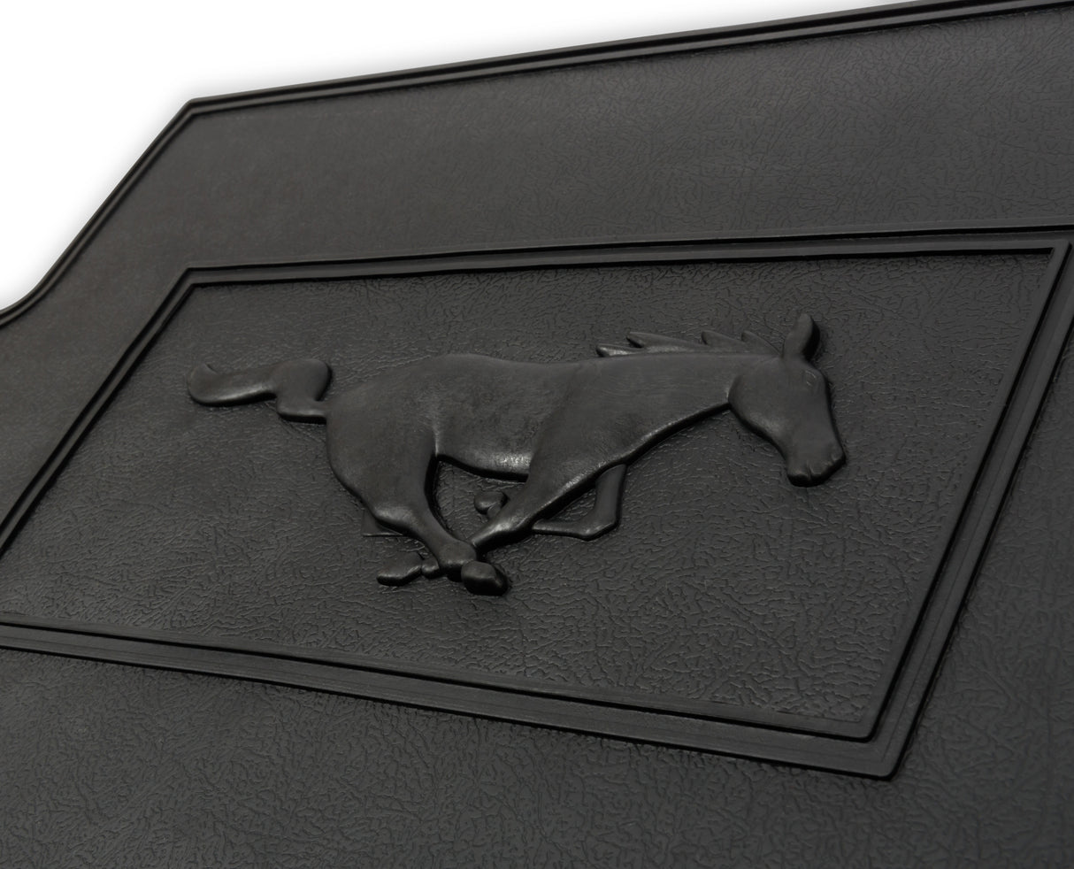 Scott Drake Floor Mat Set Rubber with Running Horse Logo - C5ZZ-6513086-BK