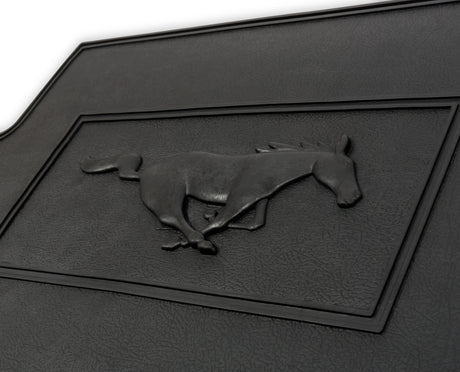 Scott Drake Floor Mat Set Rubber with Running Horse Logo - C5ZZ-6513086-BK
