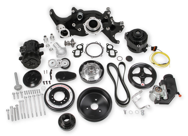 Holley 20-200BK Premium Mid-Mount Complete Accessory System - Gen V LT Engines - SFI Certified Damper - Black