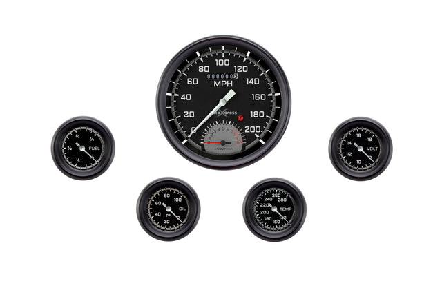 Classic Instruments AutoCross Gray Five Gauge Set 165 - AX165GBLF