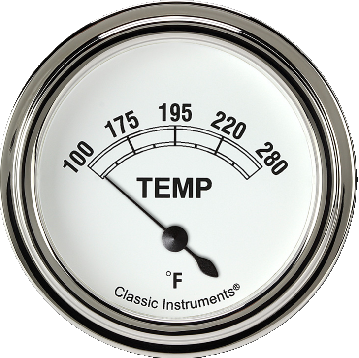 Classic Instruments Classic White 2 5/8" Short Sweep Water Temperature Gauge - CW226SLF-02