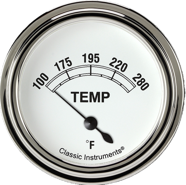 Classic Instruments Classic White 2 5/8" Short Sweep Water Temperature Gauge - CW226SLF-02