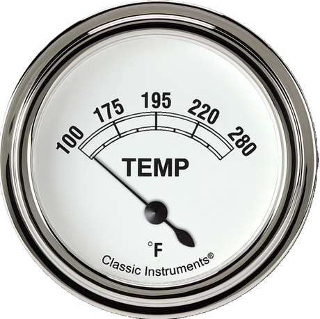 Classic Instruments Classic White 2 5/8" Short Sweep Water Temperature Gauge - CW226SLF-12