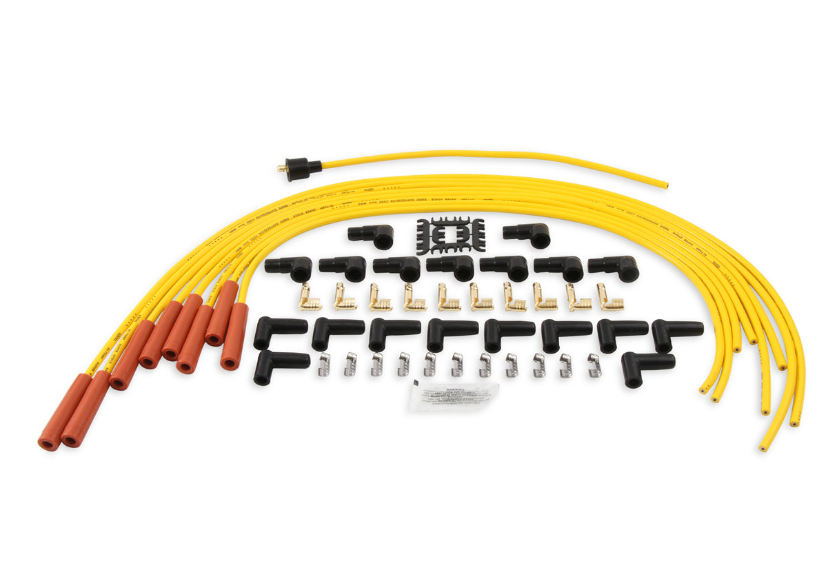 ACCEL Spark Plug Wire Set - 8mm - Yellow with Orange Straight Boots - 4040