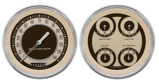 Classic Instruments NOSTALGIA VT 5IN SPEEDO & 5IN QUAD-GM - NT52SLF