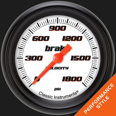 Classic Instruments Velocity White 2 5/8" Brake Pressure Gauge - VS367WBPF