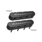 Holley 241-177 2-Piece "Chevrolet" Script Valve Cover - Gen III/IV LS - Satin Black Machined