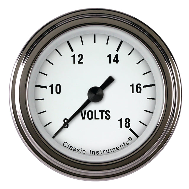 Classic Instruments White Hot 2 1/8" Voltage Gauge - WH130SLF