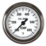Classic Instruments White Hot 2 1/8" Cylinder Head Temp. Gauge - WH197SLF